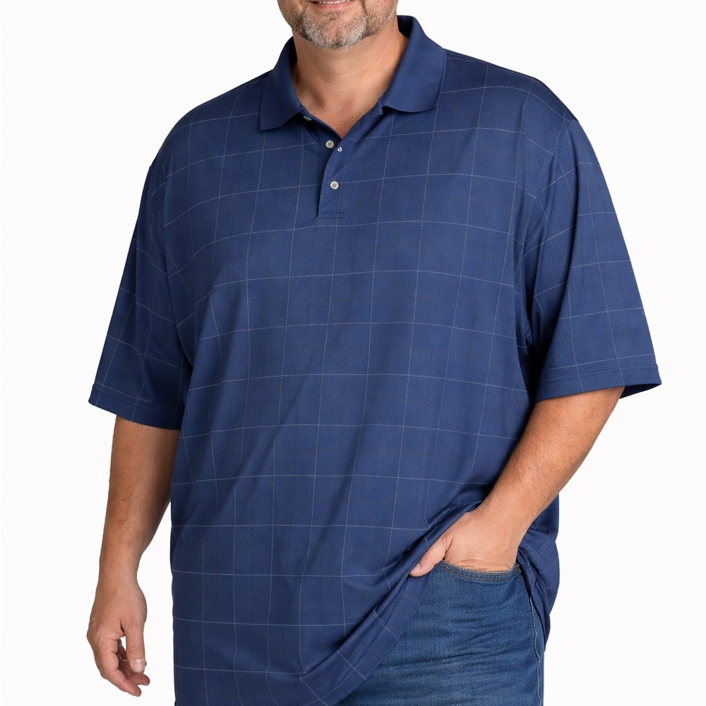 Haggar Navy Checkered Polo Shirt